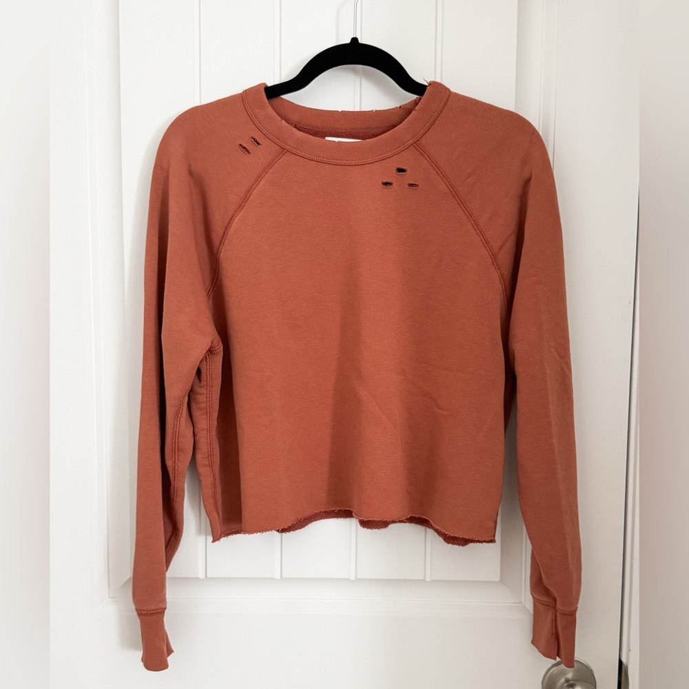 AERIE- Rust Orange Distressed Sweatshirt